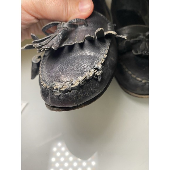 Cole Haan Women's Handcrafted Black Leather Loafer Shoes Italy Size 8.5B Tassels - Picture 4 of 16